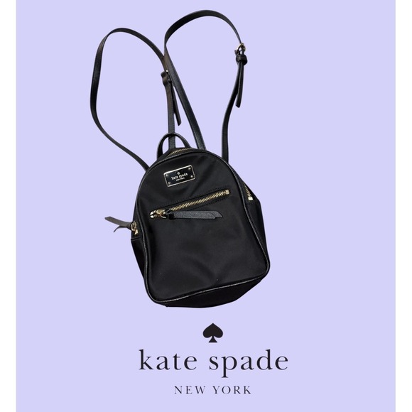 Kate Spade New York Black Nylon Leather Trim Mini Backpack Purse Bag - Picture 1 of 5